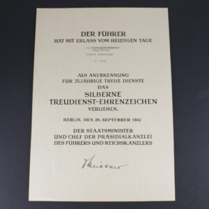 25 years Faithfull Service document