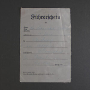 Front view of an original WWII German Führerschein (driver’s license) in used condition, showing authentic cover details.