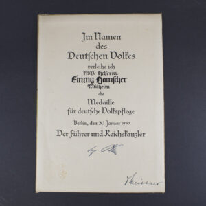Volkspflege award document