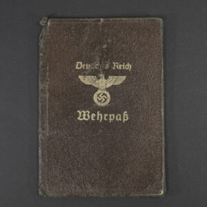 Front view of an original WWII German Wehrpass cover in good condition, showing authentic design and texture.