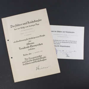Overview of the faithfull service document, along with the ww1 kriegsteilnehmer document