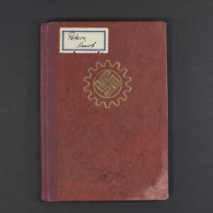 Front cover of a World War II German DAF membership book, with the Deutsche Arbeitsfront emblem printed in gold.