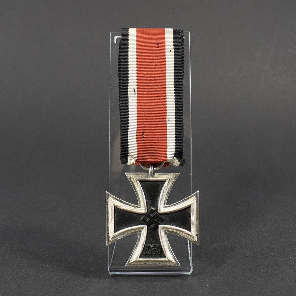 Overview of a WWII Iron Cross 2nd Class, showing the full cross with suspension ring.