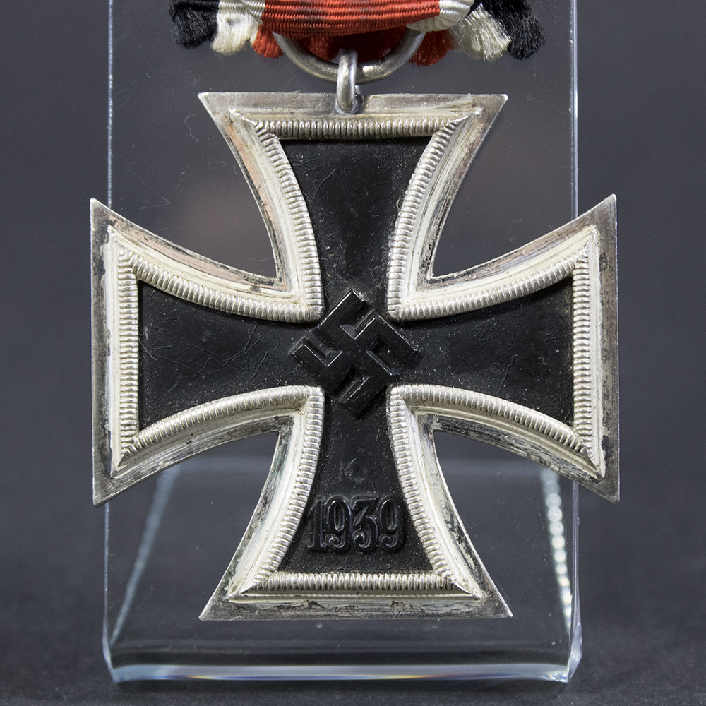 Close-up of the front of a WWII Iron Cross 2nd Class, showing the central core and date.