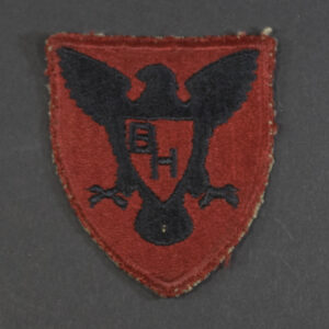 Front of WWII U.S. Army 86th Infantry Division patch, featuring black Gothic cross on olive background in good condition.
