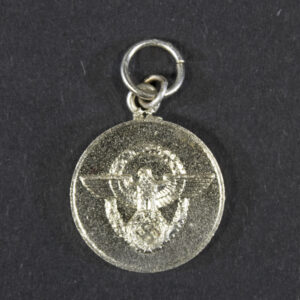 Front view of a WW2-era German 8 Year Police Service Medal miniature (16 mm), showing the medal design and finish.