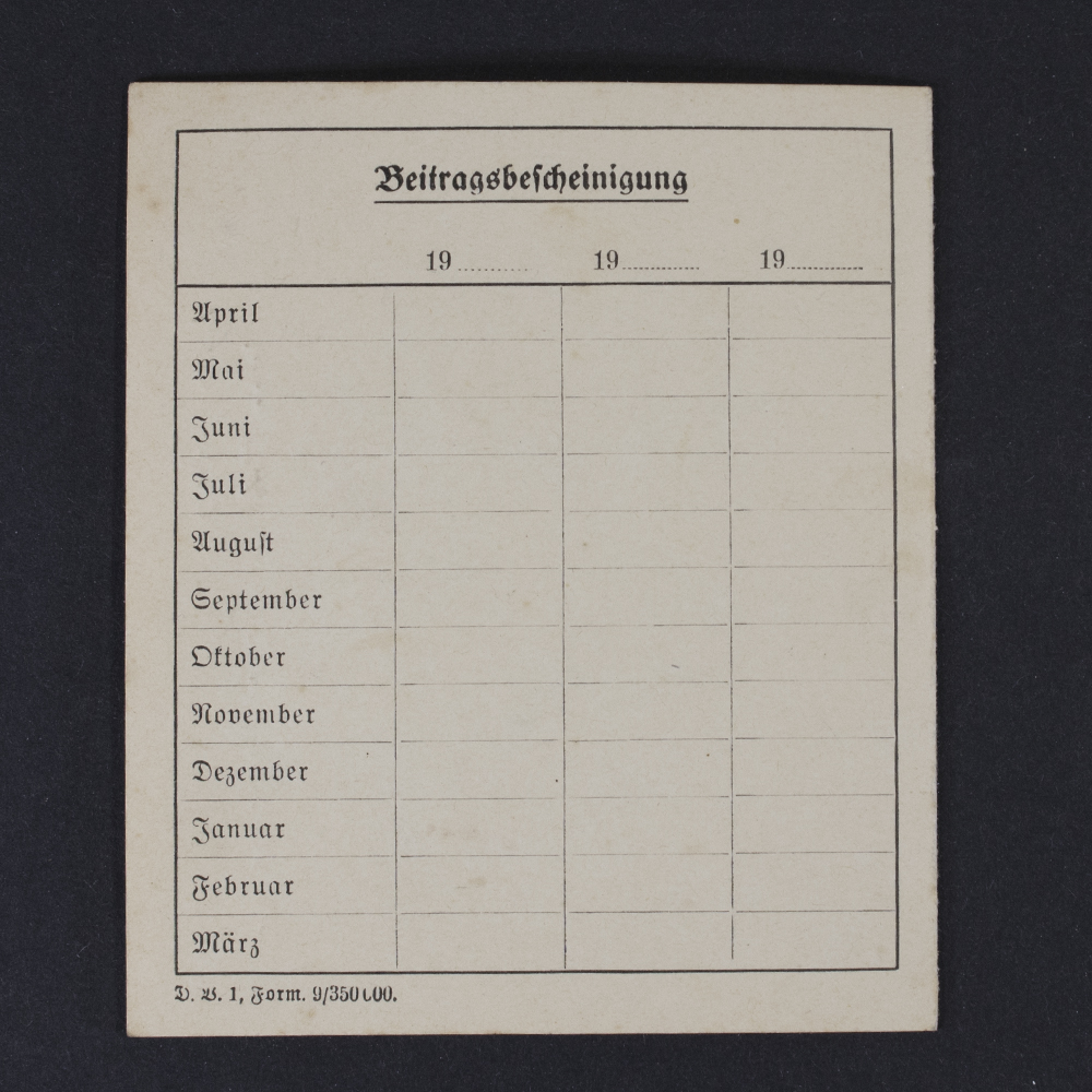 Back cover of the WW2 German DRK membership pass, showing the reverse side and wear.