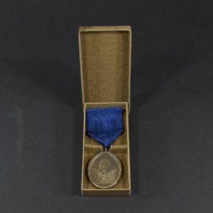 Overview of a WWII German RAD 4‑year long service medal displayed in its original presentation case