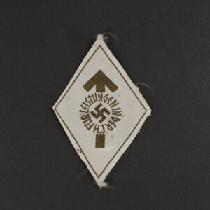 Overview of a WW2 German cloth Leistungsabzeichen patch for the bronze award.