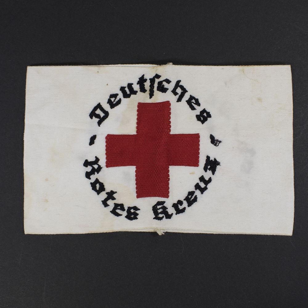 Overview of a WW2 German DRK (German Red Cross) armband showing the complete armband.