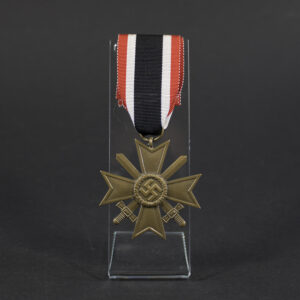 WW2 War Merit Cross with swords overview showing full medal and original ribbon