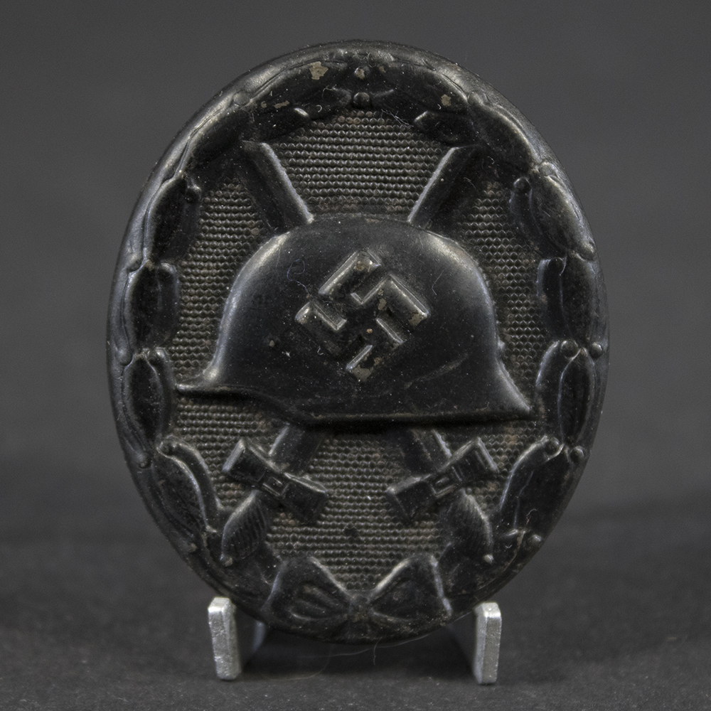 Close-up front view of German WW2 Black Wound Badge showing design and finish