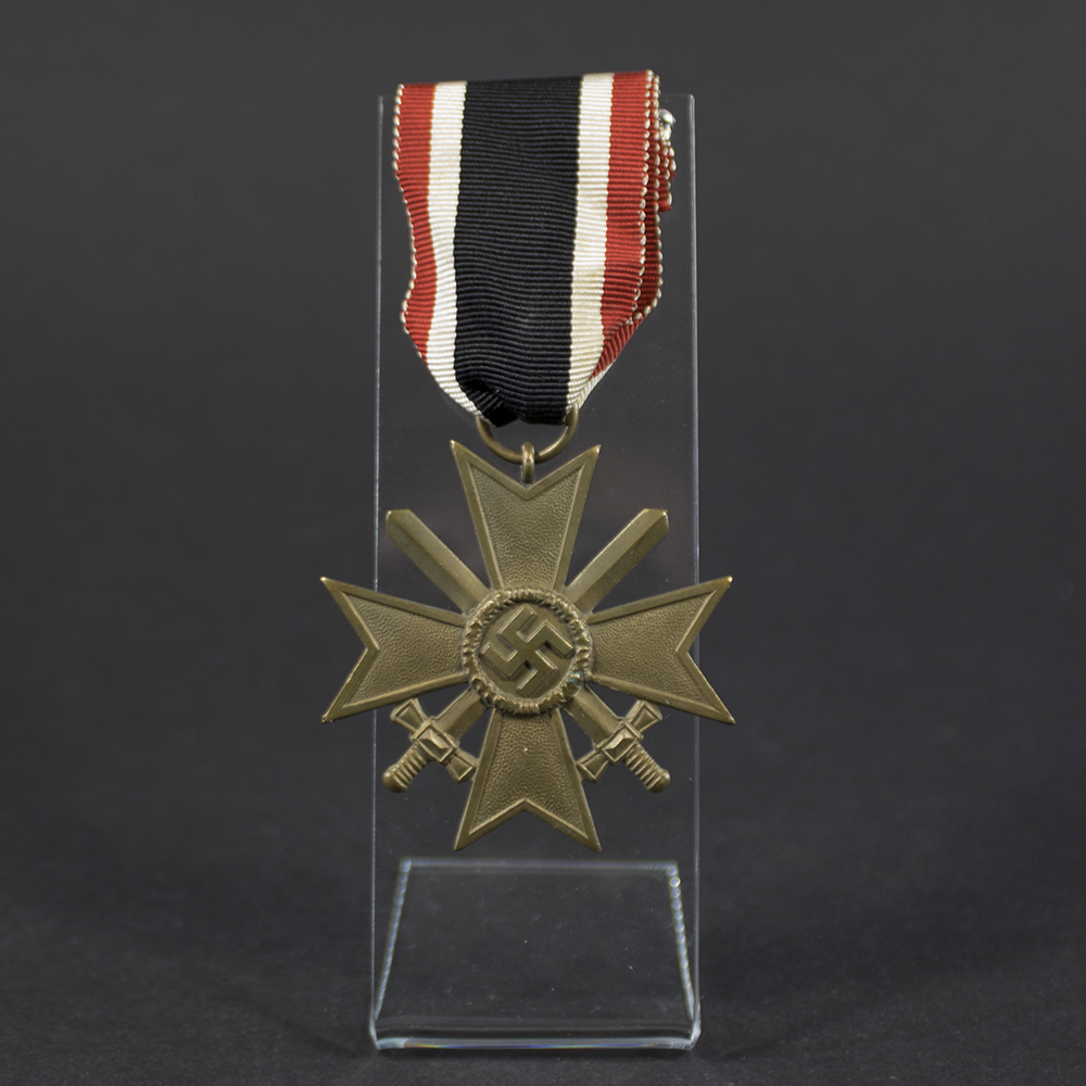 Beautiful WW2 War Merit Cross with swords overview showing full medal and original ribbon