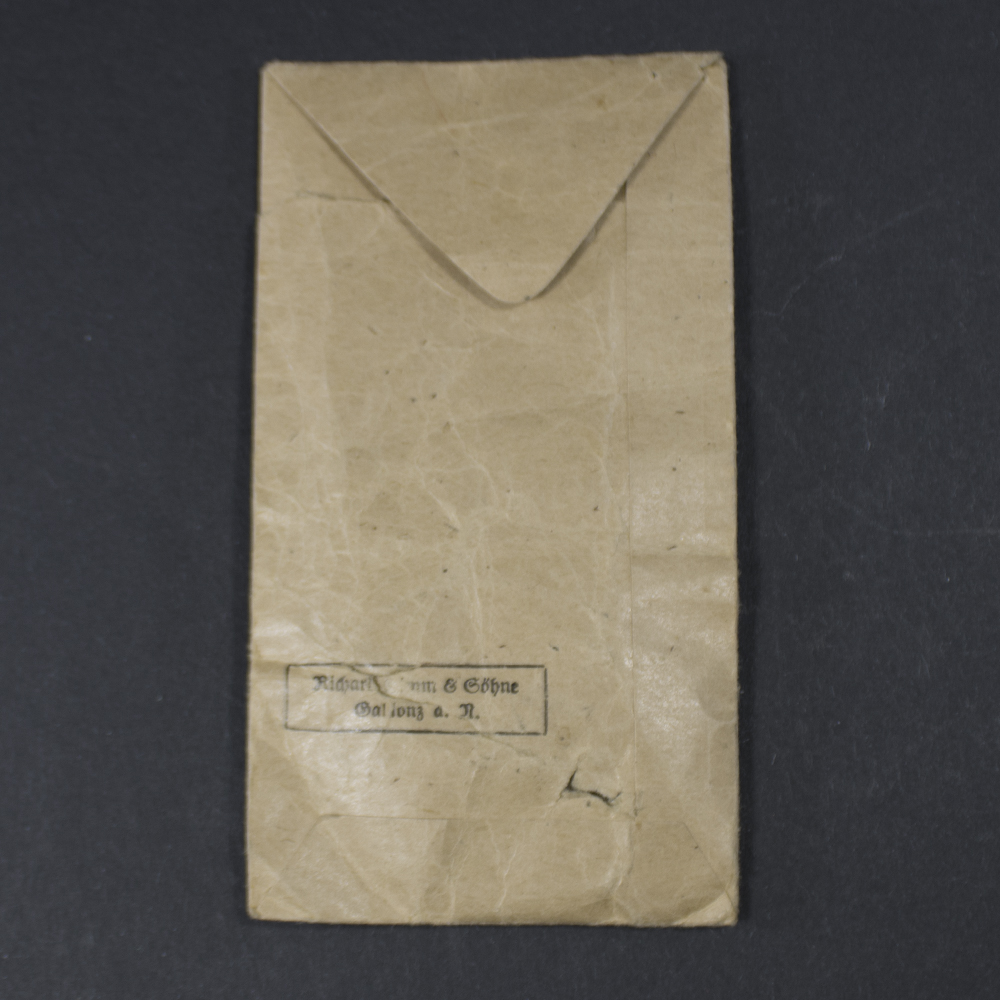 Back view of original bag for WW2 Black Wound Badge