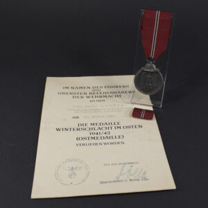WW2 German Eastern Front Medal set with original award document and ribbon overview