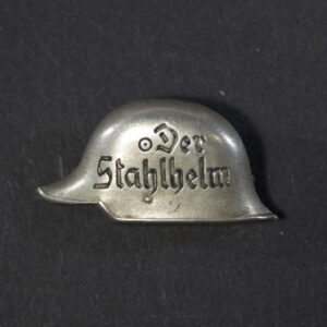 Original Der Stahlhelm Civil Member Pin in good condition. Historic German veterans' organization badge from the Weimar Republic era.