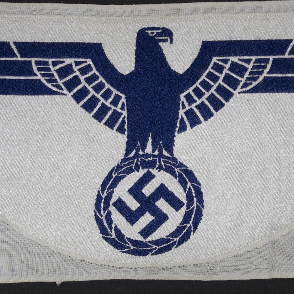 Close-up of the front of a WWII Kriegsmarine Sport Breast Eagle showing detailed embroidery and the classic naval eagle design.