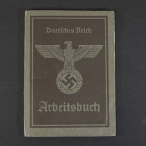 Front cover of a German World War II labor book (Arbeitsbuch), 2nd form, showing the original cover design, title, and signs of age and wear.