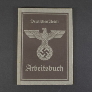 Front cover of a German World War II labor book (Arbeitsbuch), 2nd form, showing the original cover design, title, and signs of age and wear.