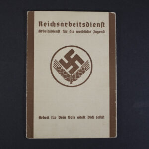 Front cover of an original RADwJ pass, showing the cover design, title, and signs of age consistent with wartime use.