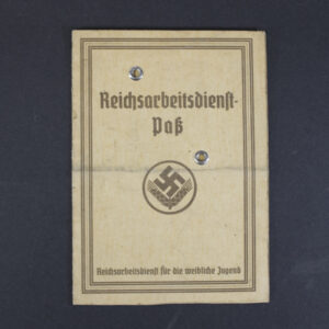 Front cover of an original RADwJ pass, showing the cover design, title, and signs of age consistent with wartime use.