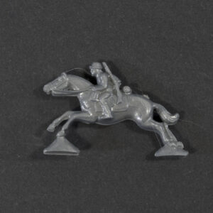 WWII German WHW Meldereiter grey plastic miniature figure facing left on dark background
