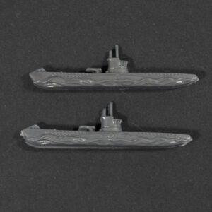 WWII German WHW U-Boot grey plastic miniature figures facing left on dark background