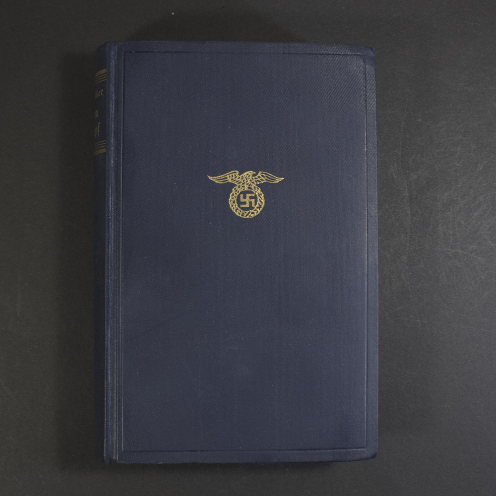 1933 German Mein Kampf Volksausgabe dark blue cloth hardcover book front cover